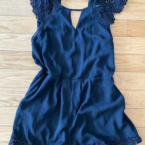 Express Black Open Back Romper w/ pockets